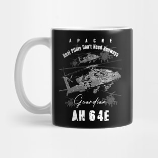 AH64 Apache Us Air Force  attack helicopter with cool saying REAL PILOTS DON'T NEED RUNWAYS Mug